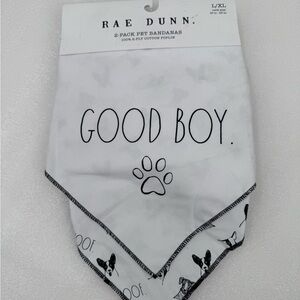 2 Pack Size L XL Rae Dunn Good Boy Bandanas Pet Scarf Dog Cat 100% Cotton